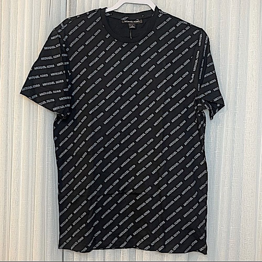 Michael Kors MK T-shirt black white Mens Size Medium Large XL NWT all over logo